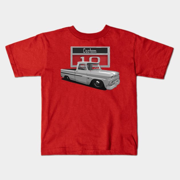 1966 Slammed Chevy C10 Truck Kids T-Shirt by hotroddude